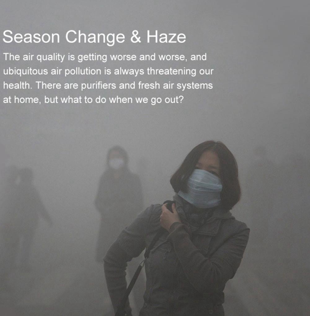 Hootim Smart Anti-haze Sterilization Mask Active Air Supply Breathing Valve Element H11 Filter 3-layer Filtration Efficiency 98.9% 760mAh Battery - Blue