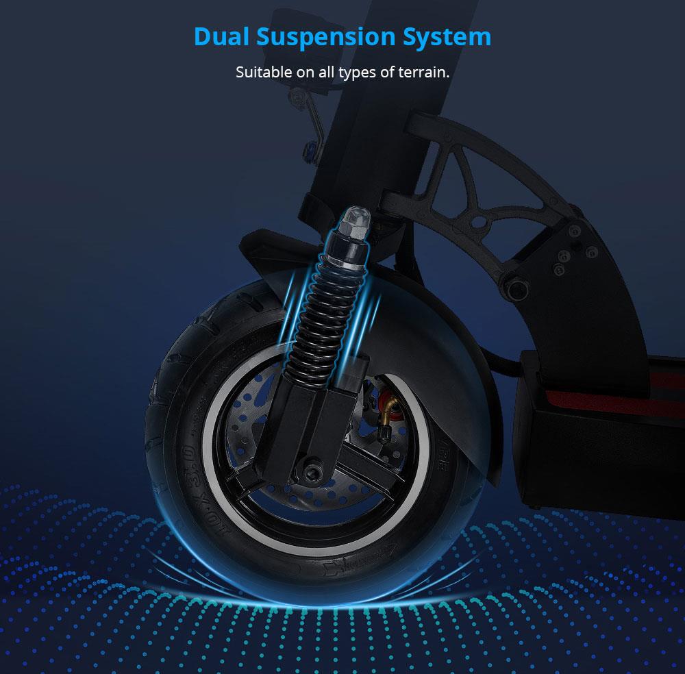 KUGOO KIRIN M4 Folding Electric Scooter 500W Motor LED Display Max 43KM/H 10 Inch Pneumatic Anti-Skid Tire Dual Shock Mitigation Dual Disk Brake - Black