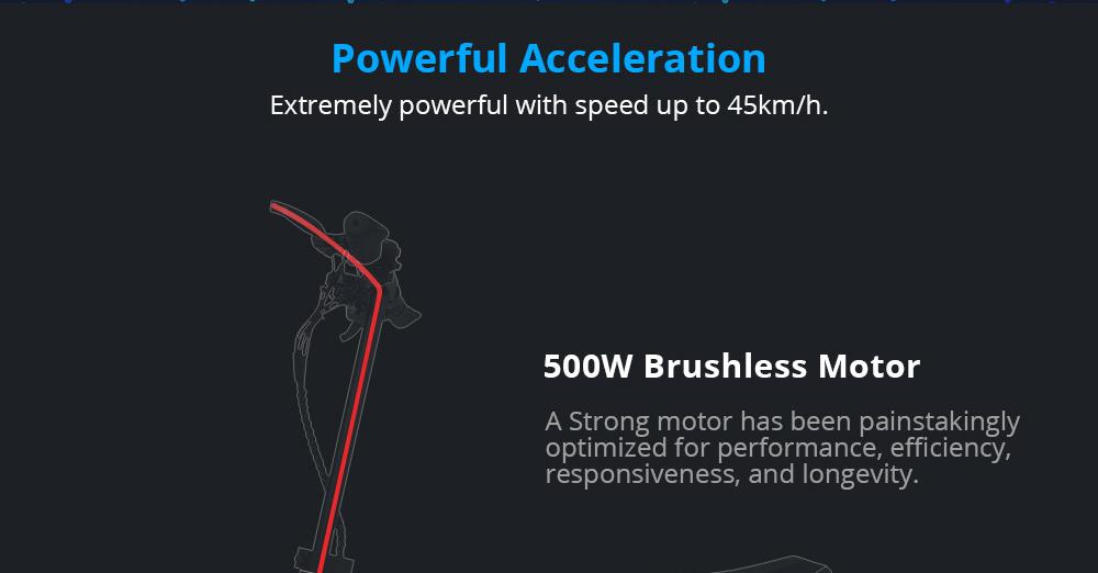 KUGOO KIRIN M4 Folding Electric Scooter 500W Motor LED Display Max 43KM/H 10 Inch Pneumatic Anti-Skid Tire Dual Shock Mitigation Dual Disk Brake - Black