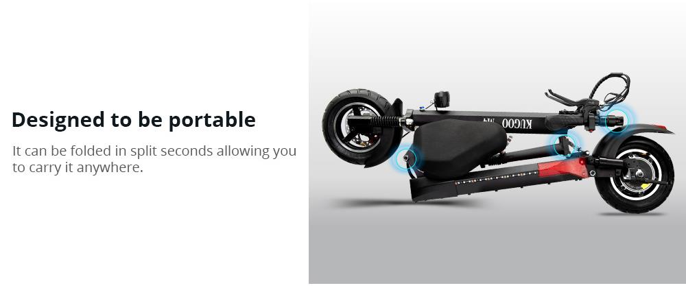 KUGOO KIRIN M4 Folding Electric Scooter 500W Motor LED Display Max 43KM/H 10 Inch Pneumatic Anti-Skid Tire Dual Shock Mitigation Dual Disk Brake - Black