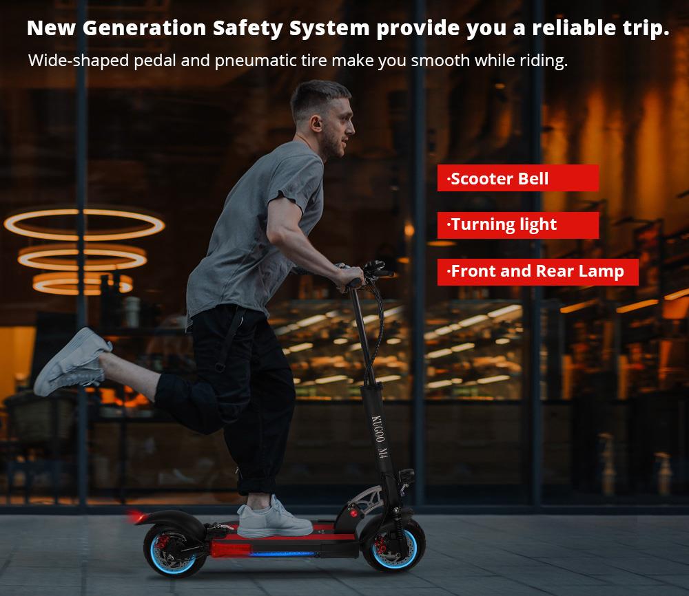 KUGOO KIRIN M4 Folding Electric Scooter 500W Motor LED Display Max 43KM/H 10 Inch Pneumatic Anti-Skid Tire Dual Shock Mitigation Dual Disk Brake - Black