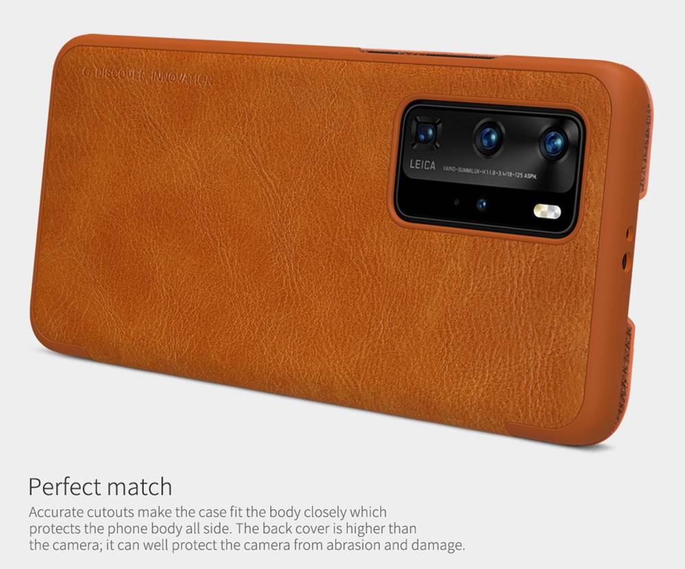 NILLKIN Protective Leather Phone Case For HUAWEI P40 Pro Smartphone - Brown