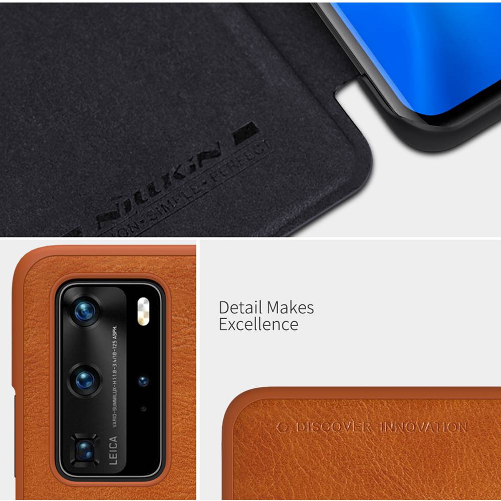 NILLKIN Leather Phone Case For HUAWEI P40 Pro Smartphone Brown