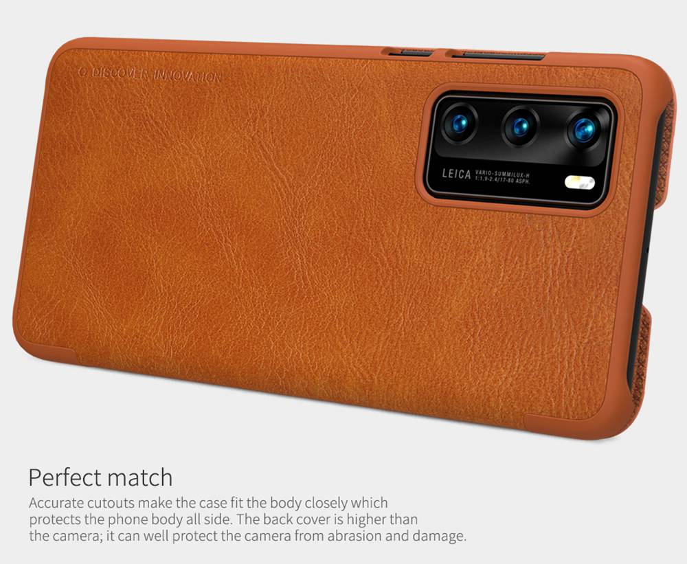 NILLKIN Protective Leather Phone Case For HUAWEI P40 Smartphone - Black