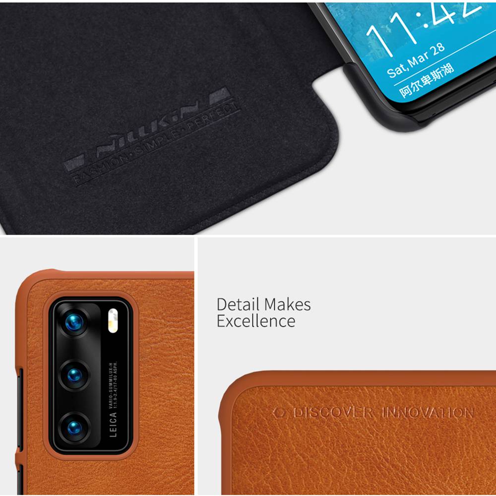 NILLKIN Protective Leather Phone Case For HUAWEI P40 Smartphone - Black
