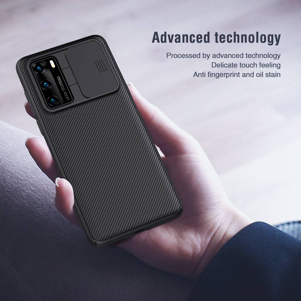 NILLKIN Black Mirror Series Protective Leather Phone Case For Huawei P40 Pro Smartphone - Black