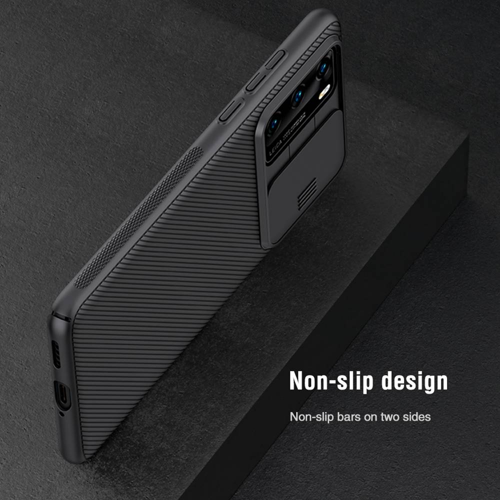 NILLKIN Black Mirror Series Protective Leather Phone Case For Huawei P40 Pro Smartphone - Black