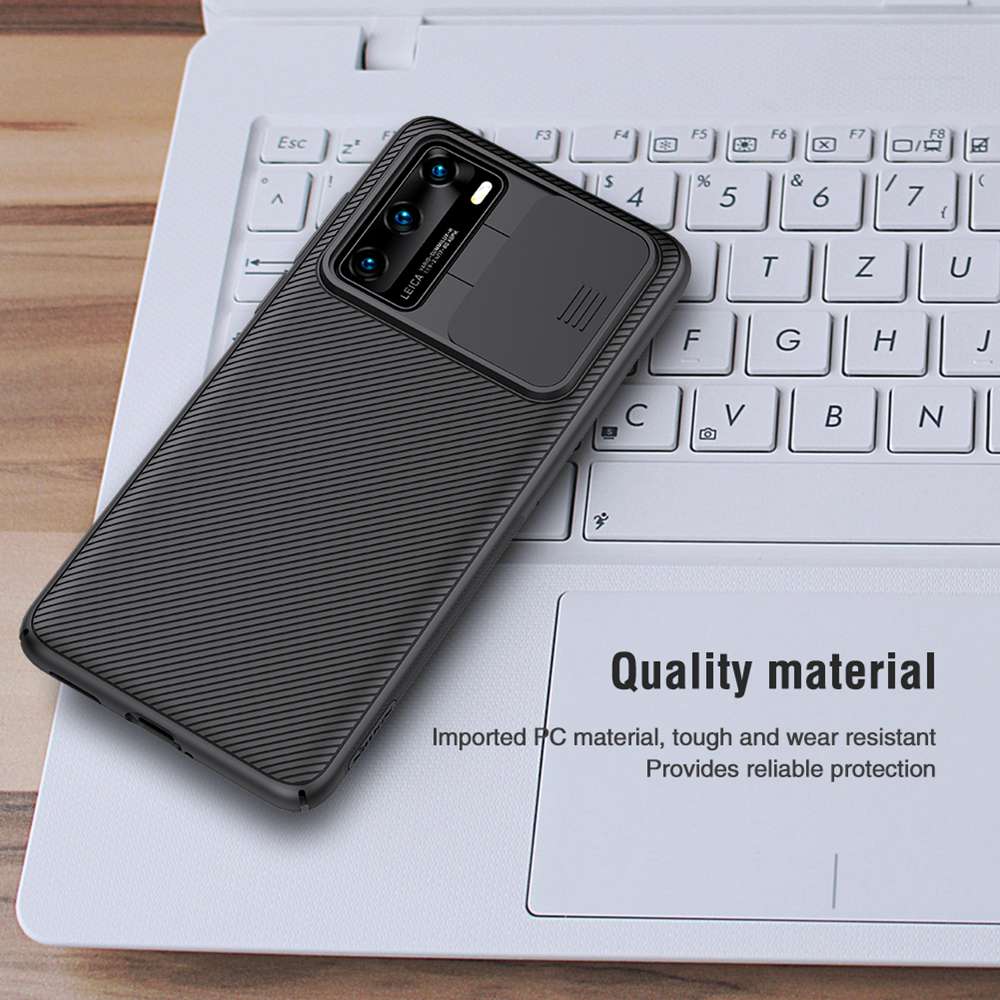 NILLKIN Black Mirror Series Protective Leather Phone Case For Huawei P40 Pro Smartphone - Black