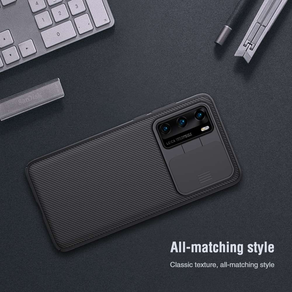 NILLKIN Black Mirror Series Protective Leather Phone Case For Huawei P40 Pro Smartphone - Black