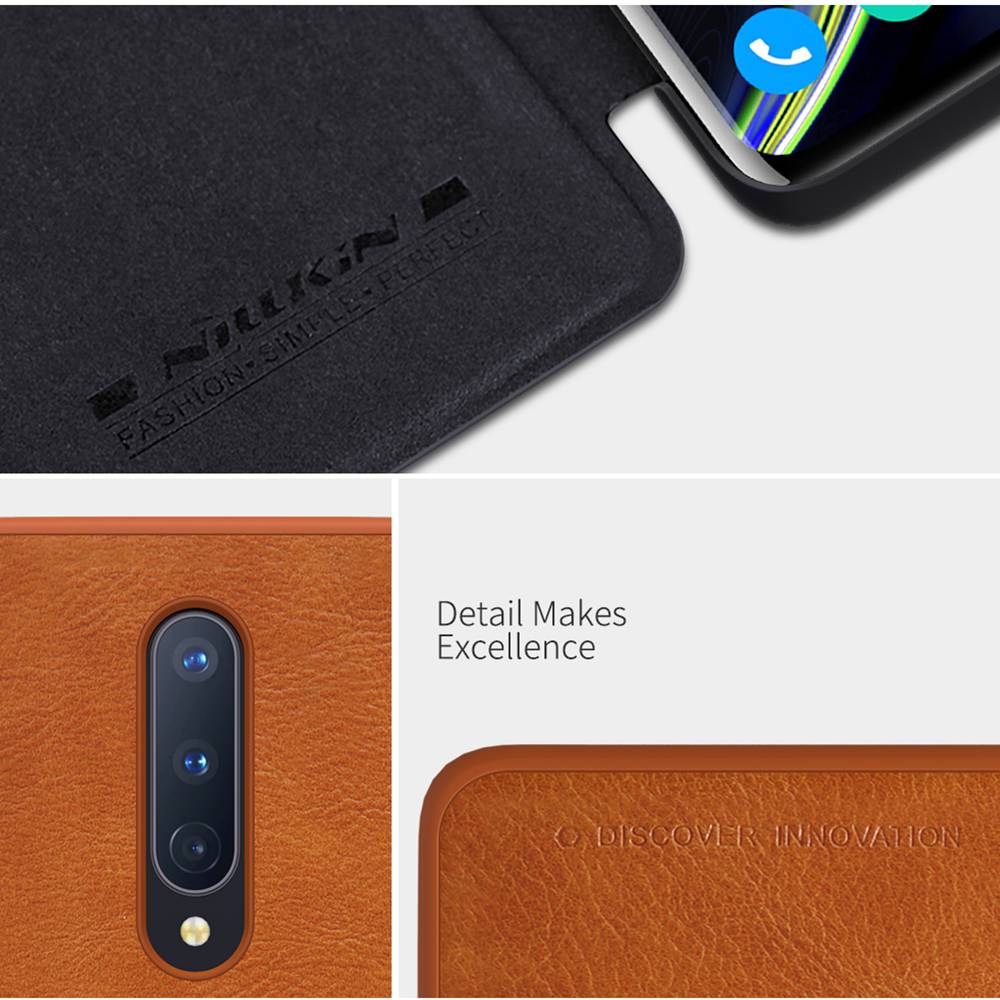 NILLKIN Protective Leather Phone Case For Oneplus 8 Smartphone - Black