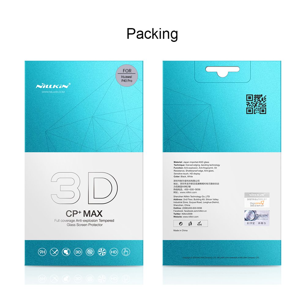 Nillkin 3D CP+MAX Full Coverage Anti-explosion Tempered Glass Screen Protector For Huawei P40 Pro - Transparent