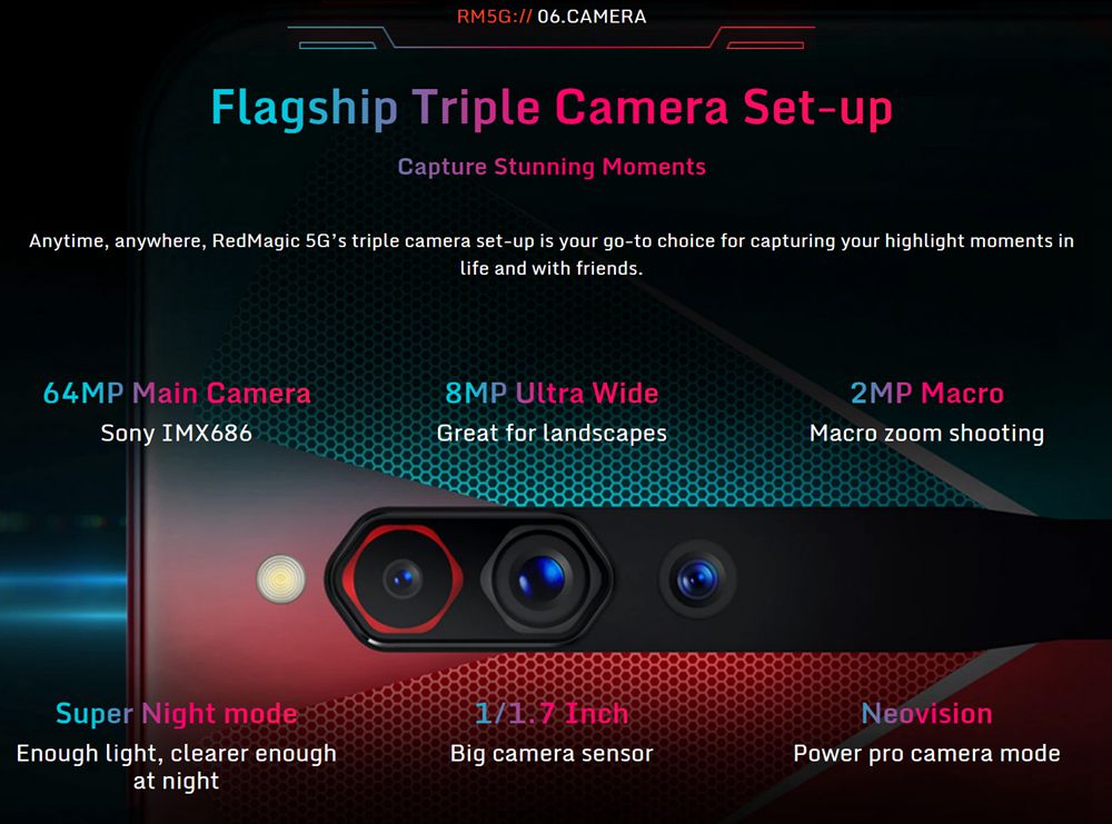 NUBIA RedMagic 5G Game Smartphone Snapdragon 865 8GB 128GB 6.65 inch 64MP 8MP 2MP Rear Camera 4500mAh Global Version