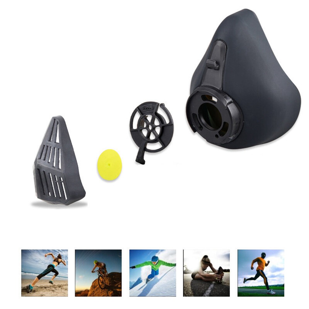Running Fitness Mask 6 Inhaling Resistance Levels 6 Gears Adjustable For Exercise Training Oxygen High Altitude -Black