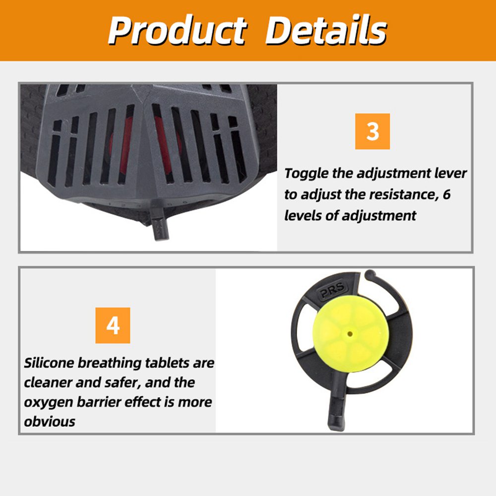 Running Fitness Mask 6 Inhaling Resistance Levels 6 Gears Adjustable For Exercise Training Oxygen High Altitude -Black