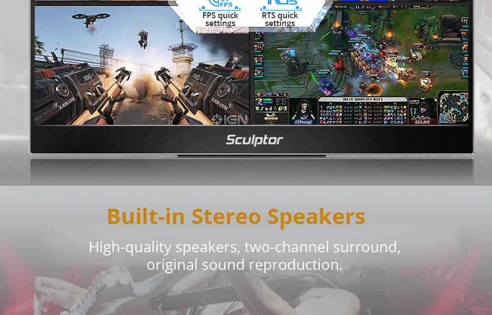 Sculptor MF156LN 15.6" 1080P FHD IPS Portable Monitor 100% sRGB HDR Dual Type-C+Mini HDMI Gaming Display Screen For Smartphones Digital Cameras Tablets Laptops Game Consoles - Black
