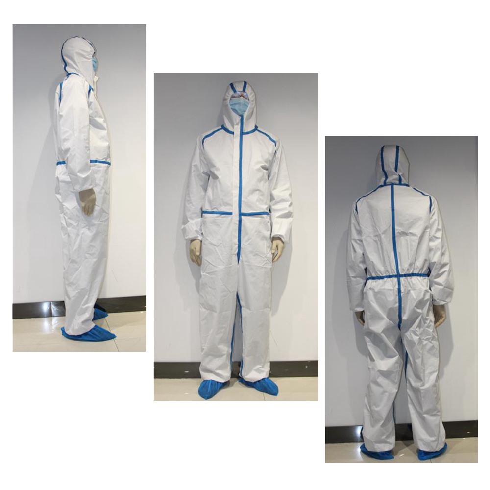 Size XL Islatioon Sterile Protective Clothing Non-woven Dust Water Resistance Attached Hood Medical Suit With CE Certification - White