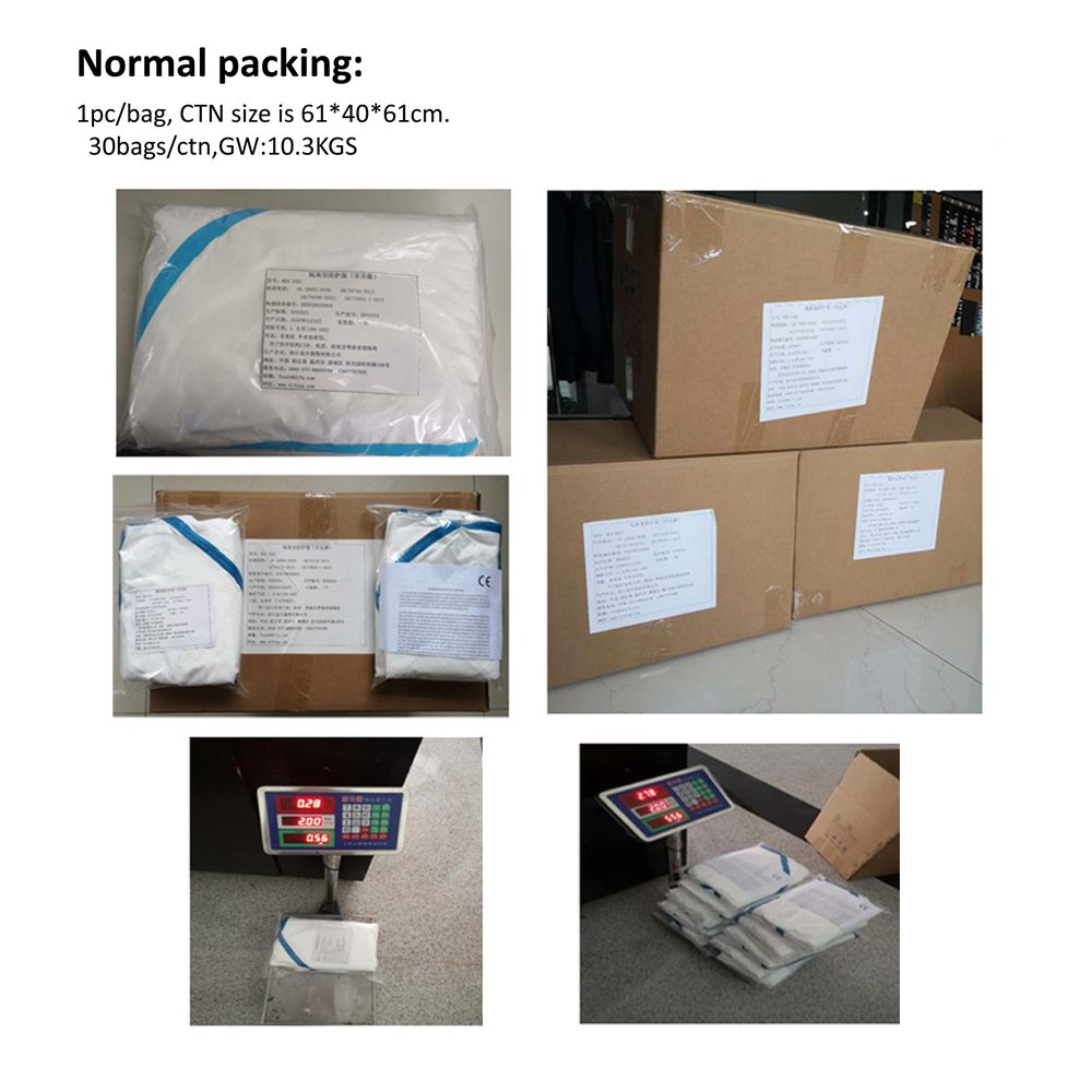 Size XL Islatioon Sterile Protective Clothing Non-woven Dust Water Resistance Attached Hood Medical Suit With CE Certification - White
