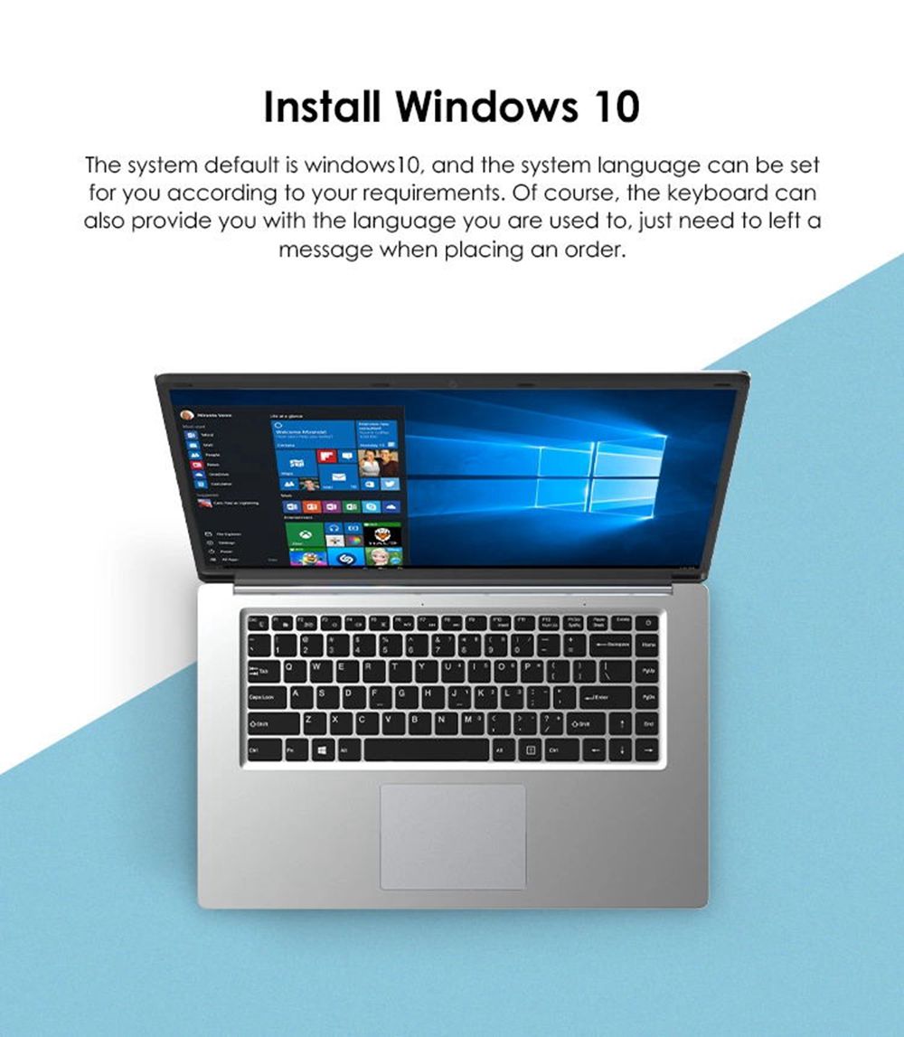 T6000 Laptop Intel Celeron J3455 15.6 Inch FHD Screen 1920 x 1080 Resolution Windows 10 8GB RAM 128GB SSD - Silver