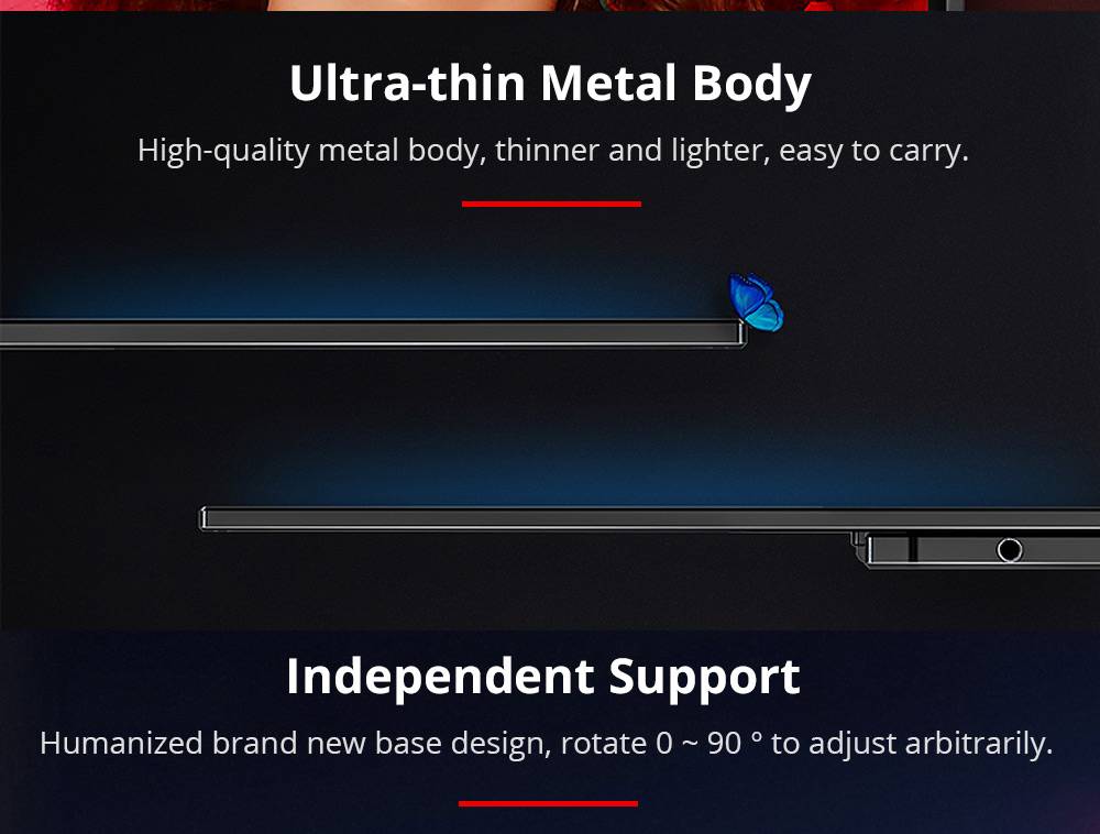 Sculptor MF156LZ Auto-rotating 15.6" 1080P FHD IPS 144Hz Touch Menu Portable Monitor 72% NTSC HDR Dual Type-C+Mini HDMI Gaming Display Screen For Smartphones Digital Cameras Tablets Laptops Game Consoles - Black