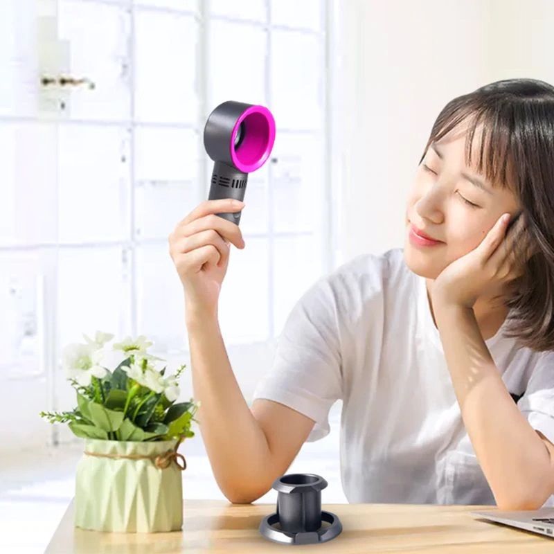 ZERO 9 Portable Handheld Mini Bladeless Fan Three Speeds 18650 Lithium Battery USB Charging - Black