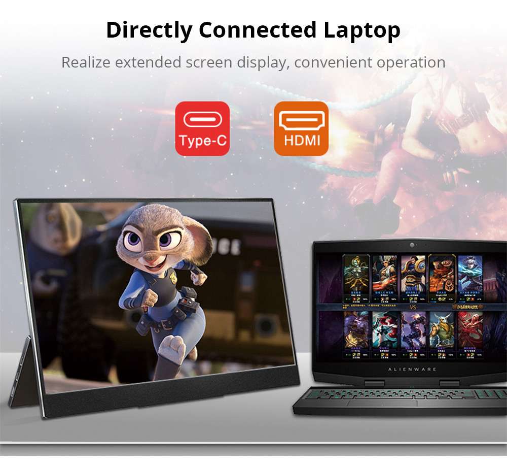 Sculptor MF156LM 15.6" 1080P FHD IPS 144Hz Portable Monitor 72% NTSC HDR Dual Type-C+Mini HDMI Gaming Display Screen For Smartphones Digital Cameras Tablets Laptops Game Consoles - Black