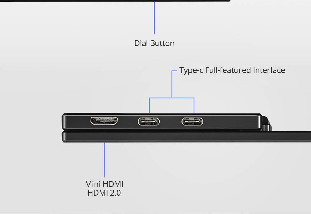 Sculptor MU156LT 15.6" 4K UHD IPS OSD Dial Button Portable Monitor 72% NTSC HDR Dual Type-C+Mini HDMI Gaming Display Screen For Smartphones Digital Cameras Tablets Laptops Game Consoles - Black
