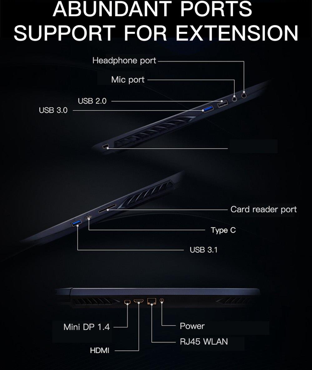Hasee Z7M-CU5NA Gaming Laptop Intel Core i5-10300H 15.6 Inch 1920 x 1080 FHD Screen NVIDIA GeForce®GTX 1650 Windows 10 8GB DDR4 512GB SSD RGB Backlit Keyboard English Version - Black