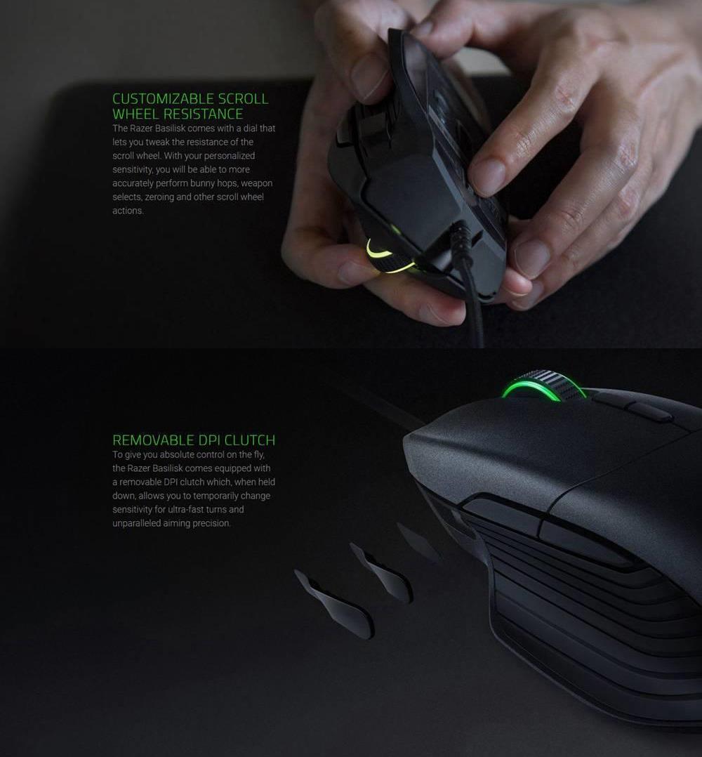 Razer Basilisk Wired Mouse Chroma Enabled RGB FPS 16000 DPI Customizable Scroll Wheel Resistance Gaming - Quartz Pink