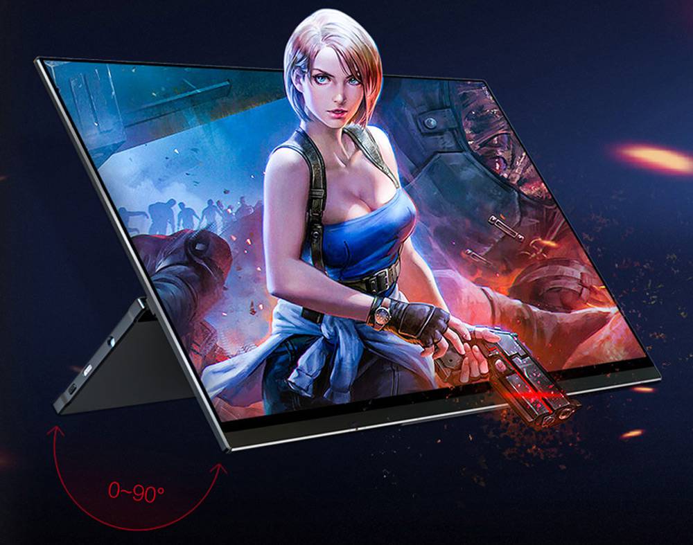 Sculptor MF156LZ Auto-rotating 15.6" 1080P FHD IPS 144Hz Touch Menu Portable Monitor 72% NTSC HDR Dual Type-C+Mini HDMI Gaming Display Screen For Smartphones Digital Cameras Tablets Laptops Game Consoles - Black