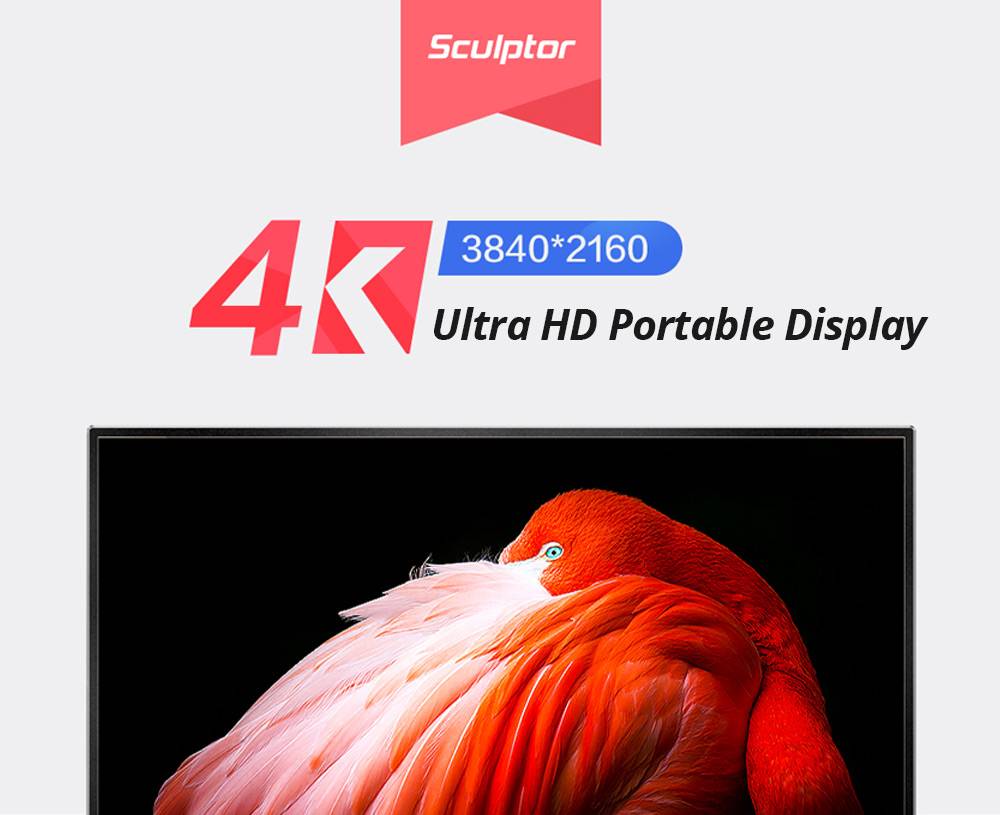 Sculptor MU156LT 15.6" 4K UHD IPS OSD Dial Button Portable Monitor 72% NTSC HDR Dual Type-C+Mini HDMI Gaming Display Screen For Smartphones Digital Cameras Tablets Laptops Game Consoles - Black