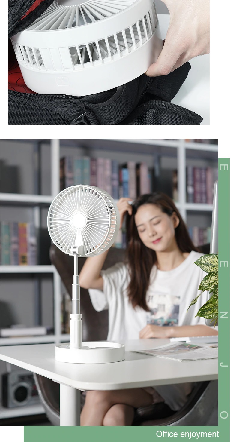 CYKE P9S Portable Folding Floor Telescopic Fan 7 Inch USB Charging 7200mAh Battery Office Desktop Outdoor - Pink