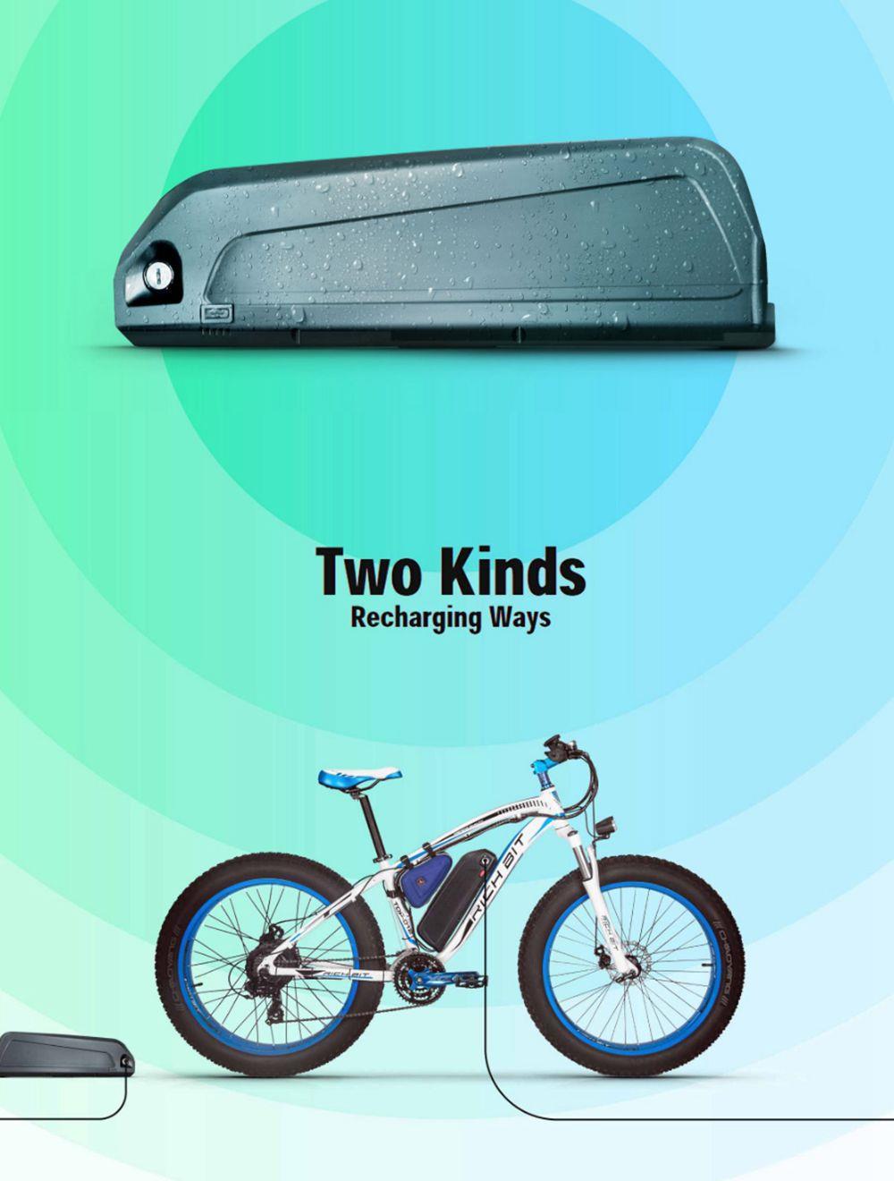 RICH BIT TOP-022 Electric Mountain Bike 26'' Tires 1000W Motor 35km/h Max Speed Up To 60km Range Dual Disc Brake LCD Display - White Blue