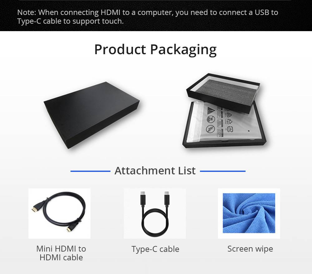 Sculptor MU156LT 15.6" 4K UHD IPS OSD Dial Button Portable Monitor 72% NTSC HDR Dual Type-C+Mini HDMI Gaming Display Screen For Smartphones Digital Cameras Tablets Laptops Game Consoles - Black