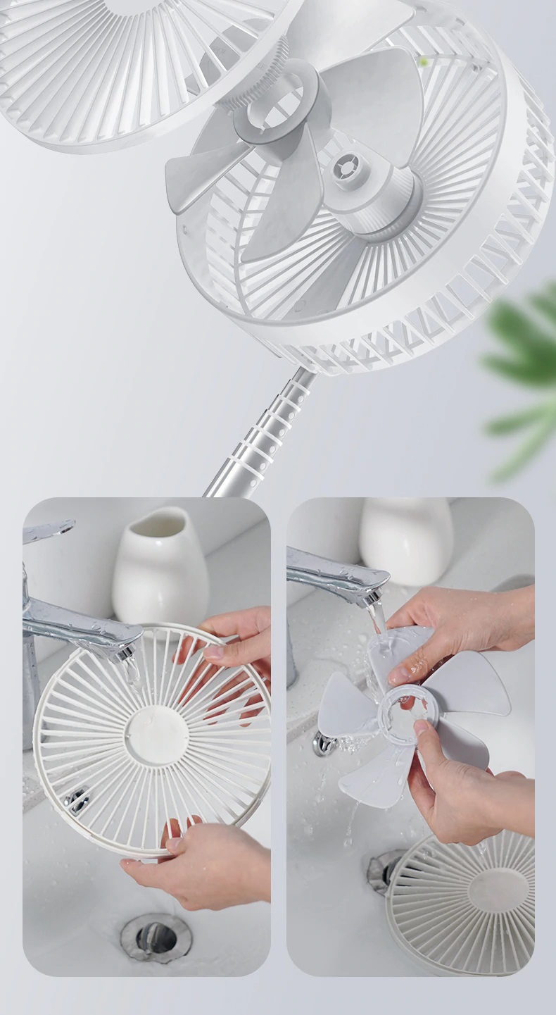 CYKE P9S Portable Folding Floor Telescopic Fan 7 Inch USB Charging 7200mAh Battery Office Desktop Outdoor - Pink
