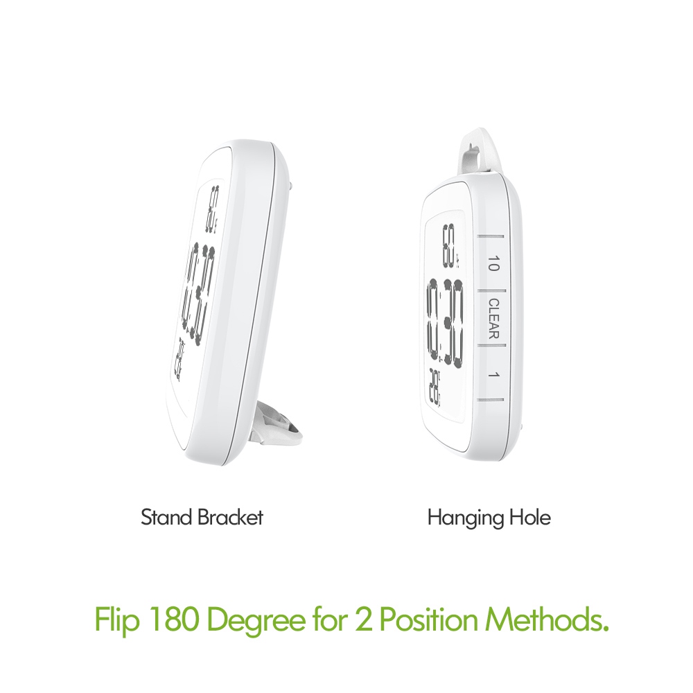 Baldr B008 Waterproof Touch Digital Timer Smart Display Temperature Installation Without Drilling Stopwatch Alarm Clock For Cooking Shower - White