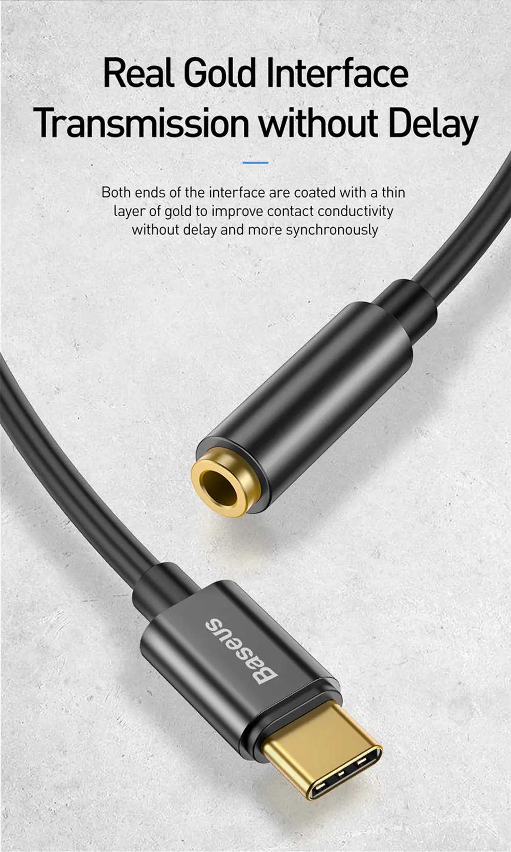 Baseus L54 Type-C To 3.5mm Jack Earphone Audio AUX Adapter Cable - Black