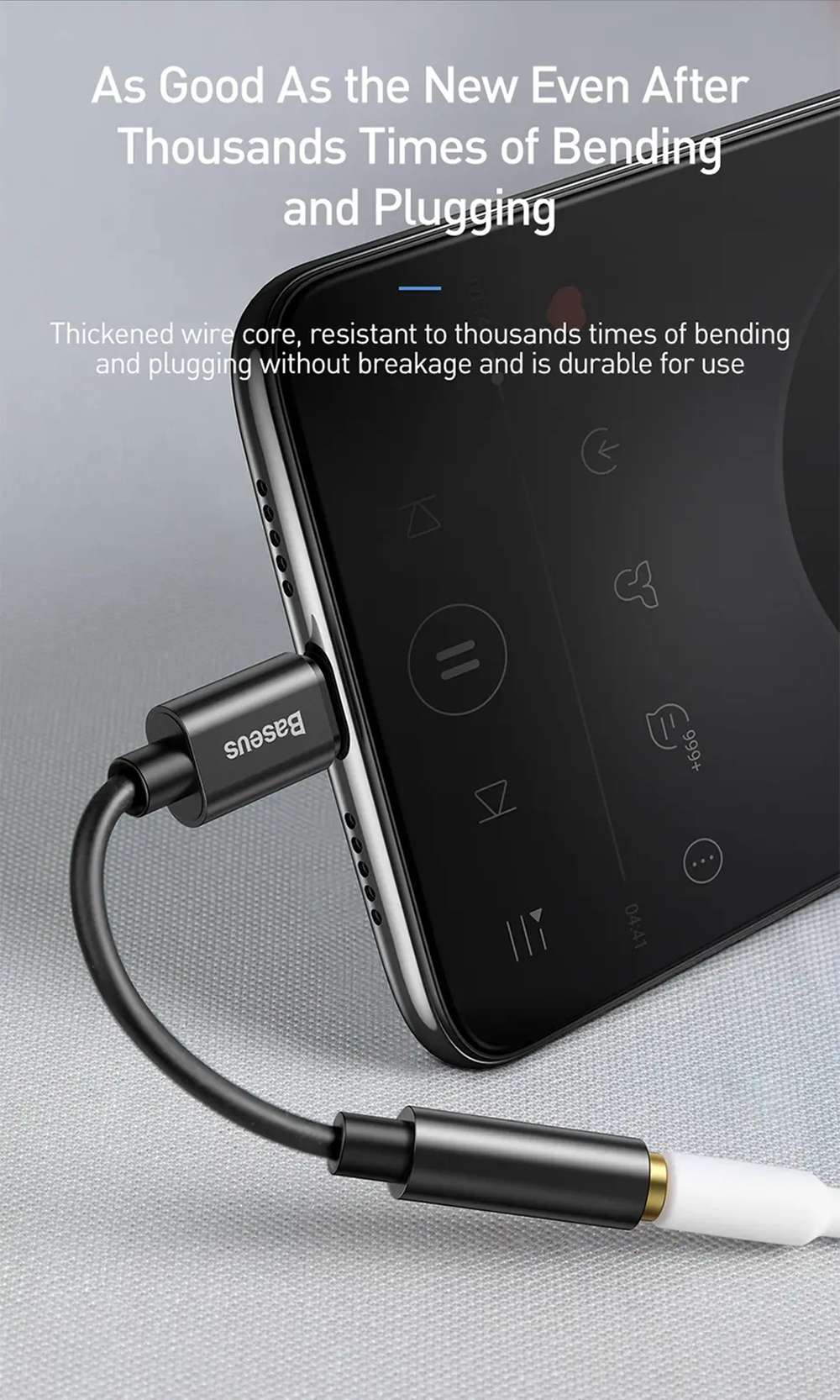 Baseus L54 Type-C To 3.5mm Jack Earphone Audio AUX Adapter Cable - Black