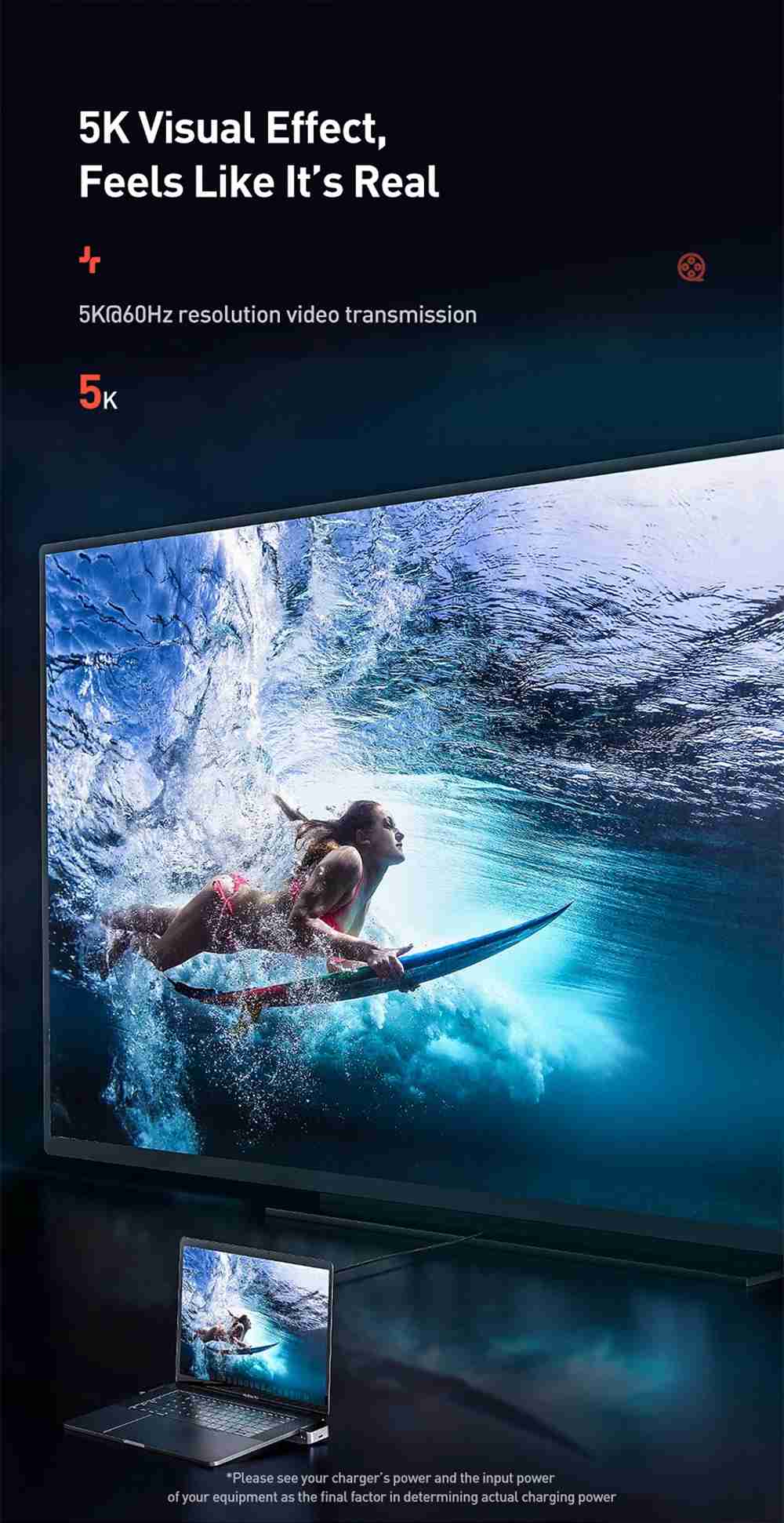 Baseus Multifunctional HUB USB 3.0 x 3 HDMI x 1 RJ45 x 1 Type-C x 3 3.5 Audio x 1 Speed Data Transfer Adapter For Notebook Pro - Space Gray