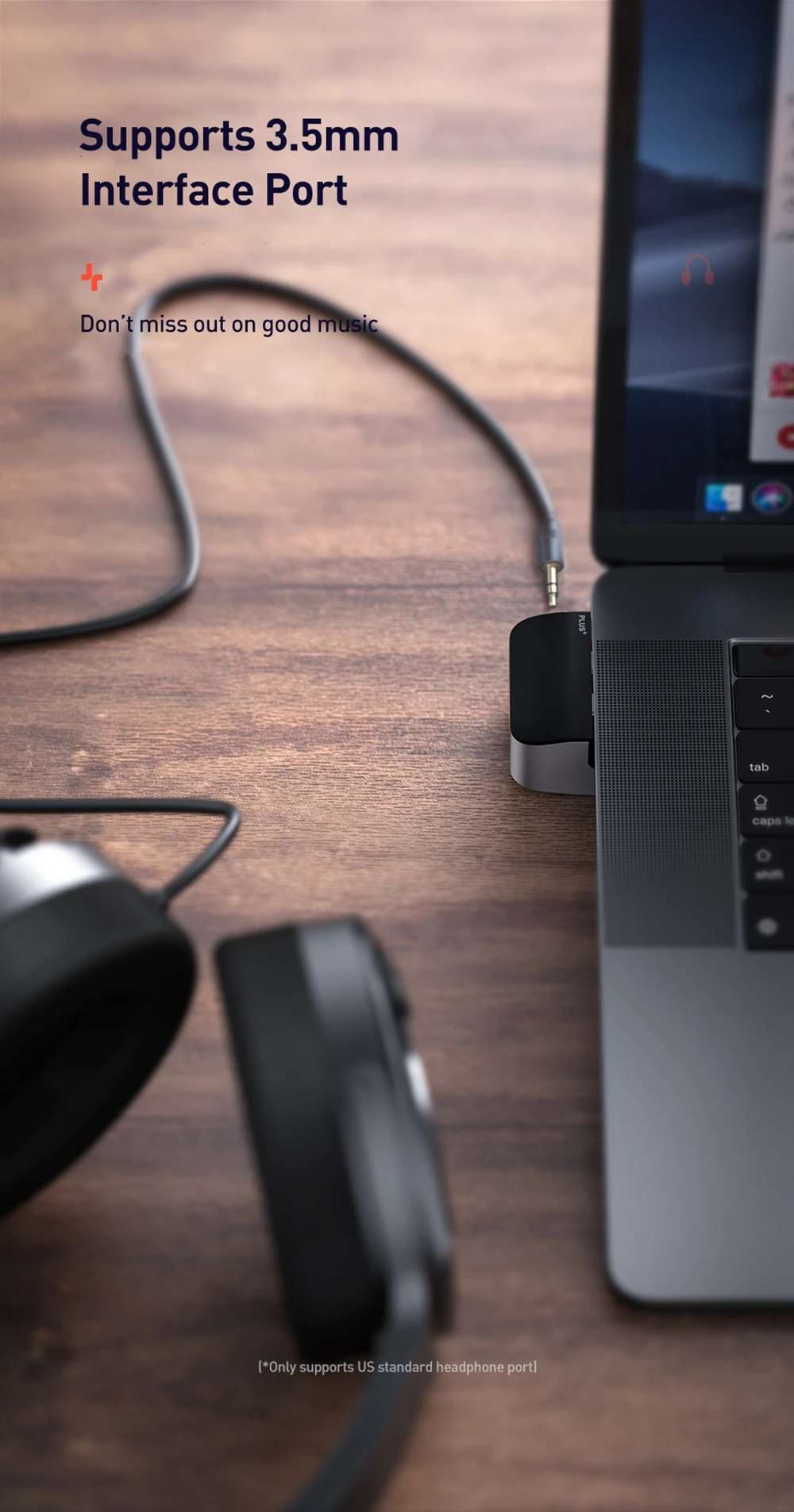 Baseus Multifunctional HUB USB 3.0 x 3 HDMI x 1 RJ45 x 1 Type-C x 3 3.5 Audio x 1 Speed Data Transfer Adapter For Notebook Pro - Space Gray