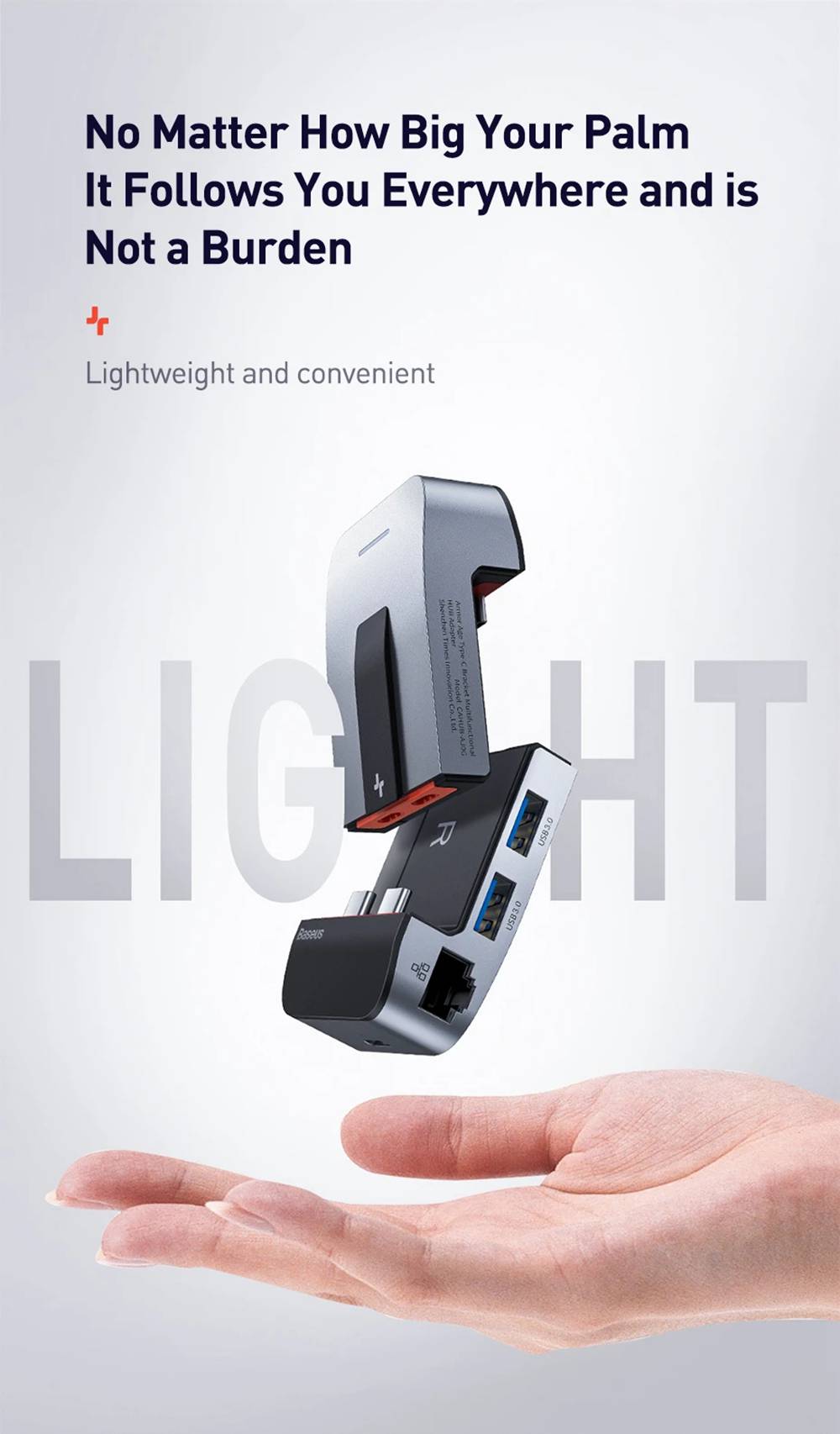 Baseus Multifunctional HUB USB 3.0 x 3 HDMI x 1 RJ45 x 1 Type-C x 3 3.5 Audio x 1 Speed Data Transfer Adapter For Notebook Pro - Space Gray