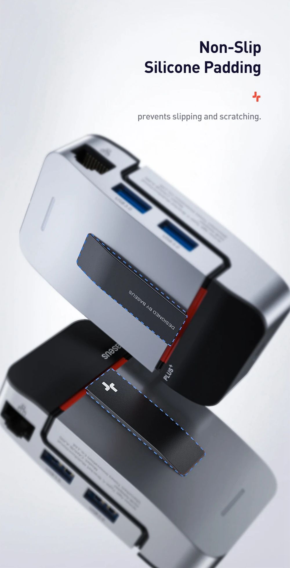 Baseus Multifunctional HUB USB 3.0 x 3 HDMI x 1 RJ45 x 1 Type-C x 3 3.5 Audio x 1 Speed Data Transfer Adapter For Notebook Pro - Space Gray