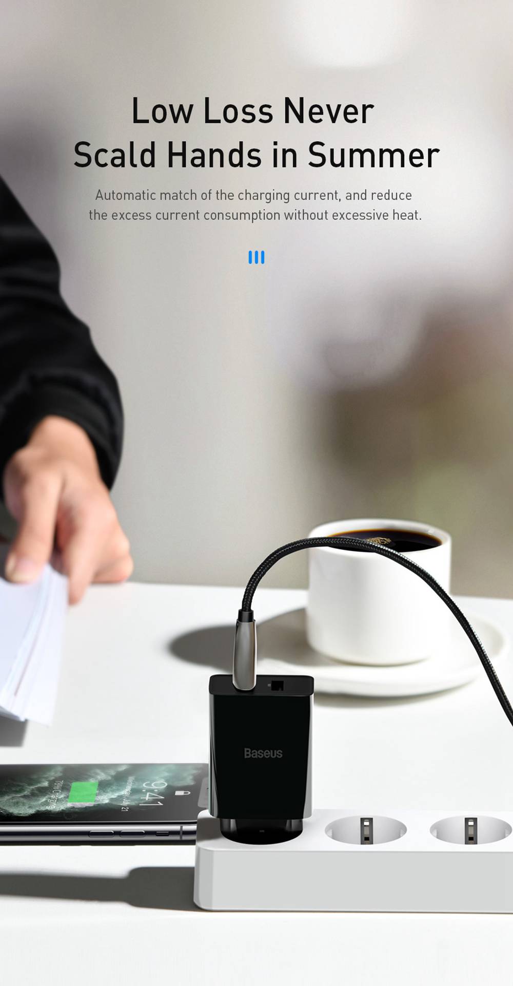 Baseus Speed Mini 10.5W 2A Smart Protection Dual USB Travel Charger EU Plug - Black