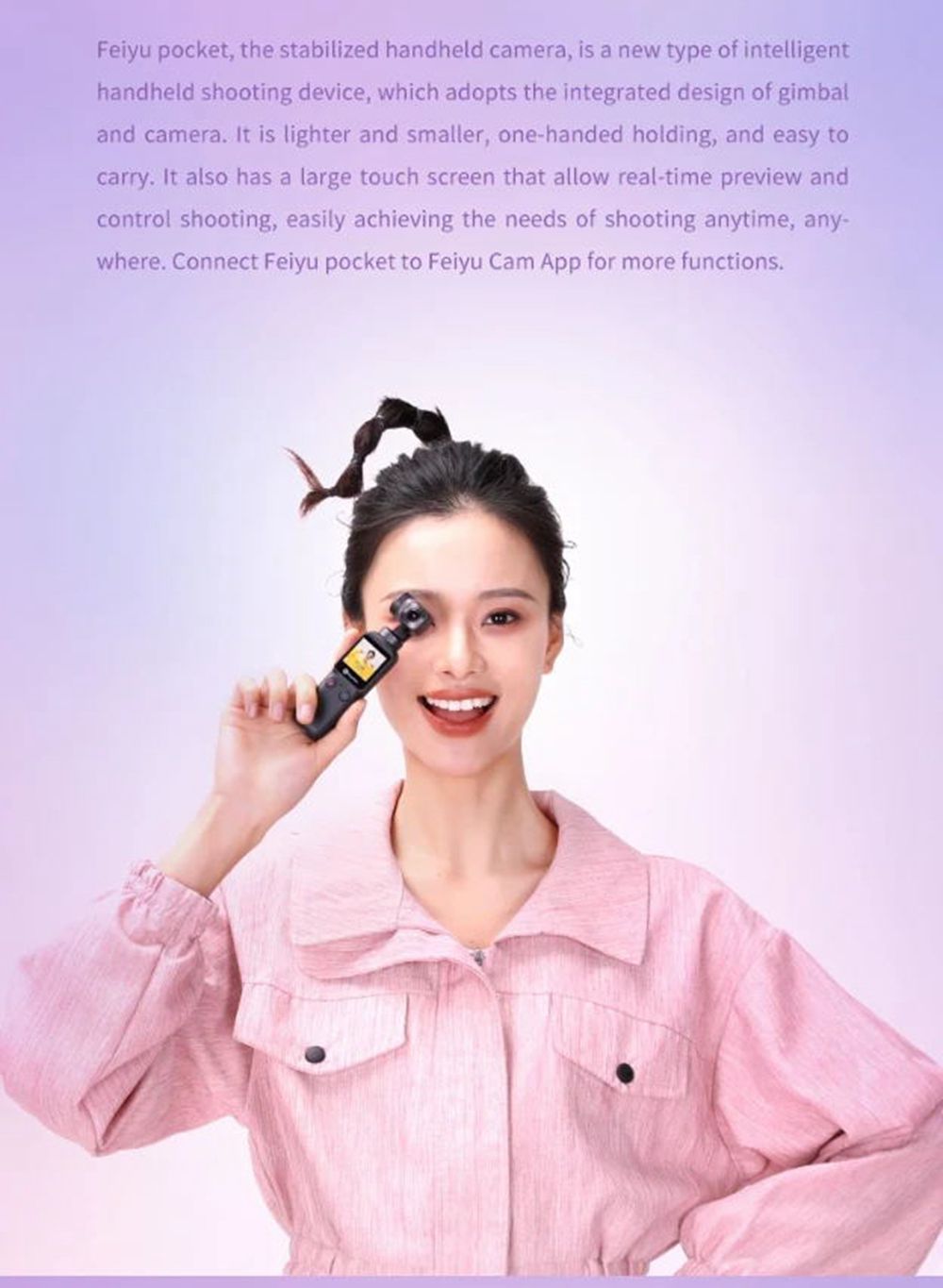 Feiyu Pocket 4K Camera 120 Degree 6-Axis Stabilized Handheld Gimbal Autofocus Touchscreen Built-in Wi-Fi