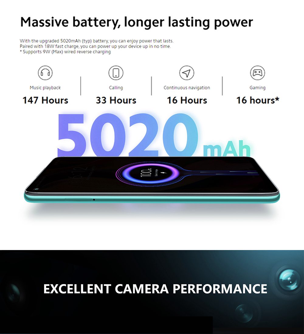 Xiaomi Redmi Note 9 Global Version 6.53" DotDisplay 4G LTE Smartphone MTK Helio G85 4GB RAM 128GB ROM Android 10.0 Quad Rear Camera 5020mAh Battery 18W Fast Charging Dual SIM Dual Standby - Forest Green