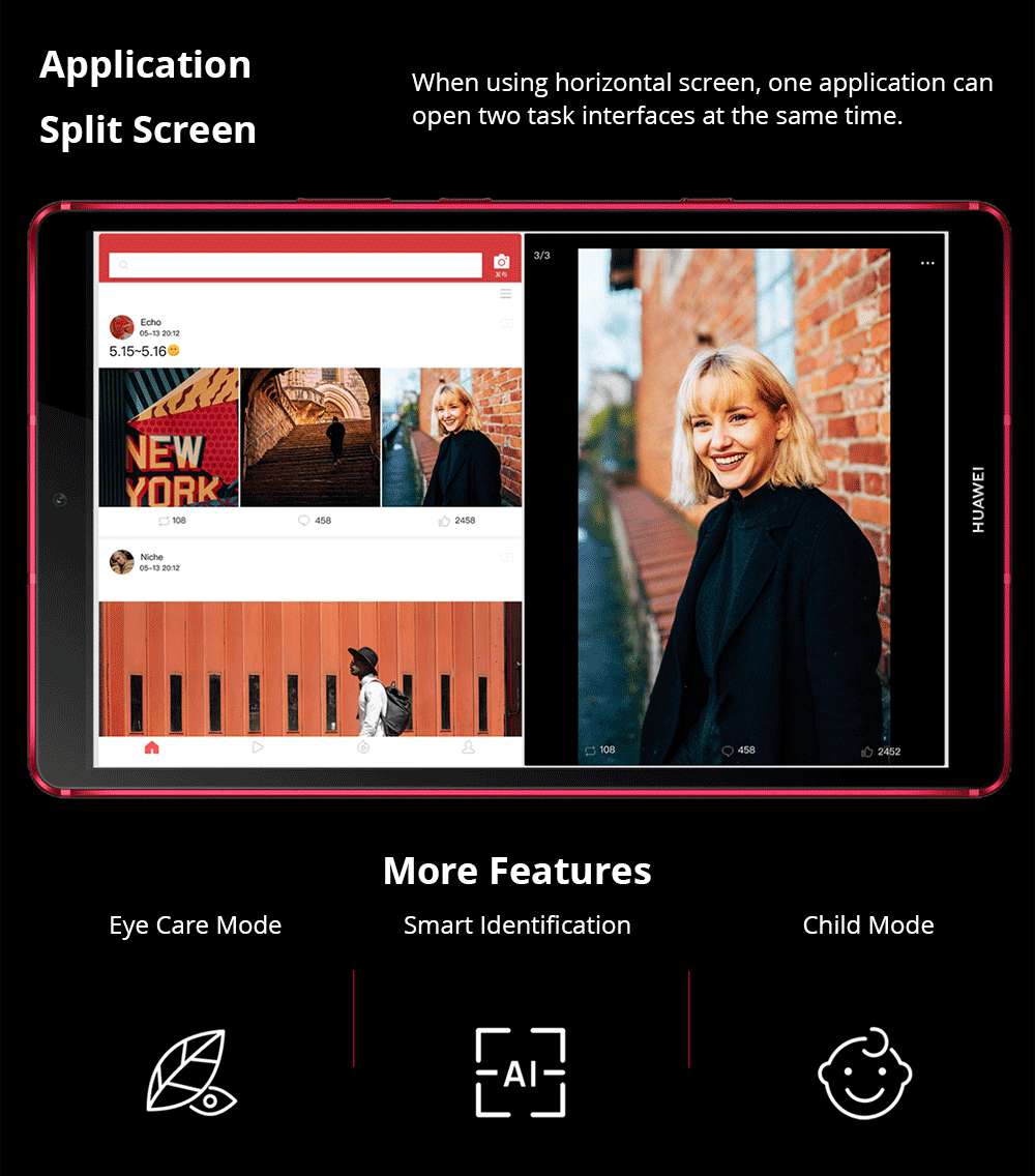 HUAWEI M6 WIFI Turbo Edition Tablet PC 8.4 Inch IPS 2560*1600 Screen Hisilicon Kirin 980 Octa Core Mali G76 Android 9.0 6GB RAM 128GB ROM 13.0MP + 8.0MP Camera 6100mAh Battery - Red