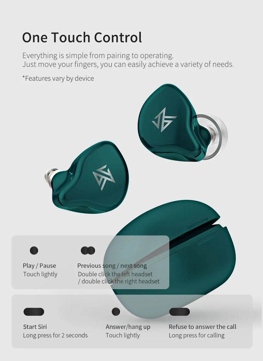 KZ S1 S1D TWS Bluetooth 5.0 TWS Earphones Hybrid Driver Green