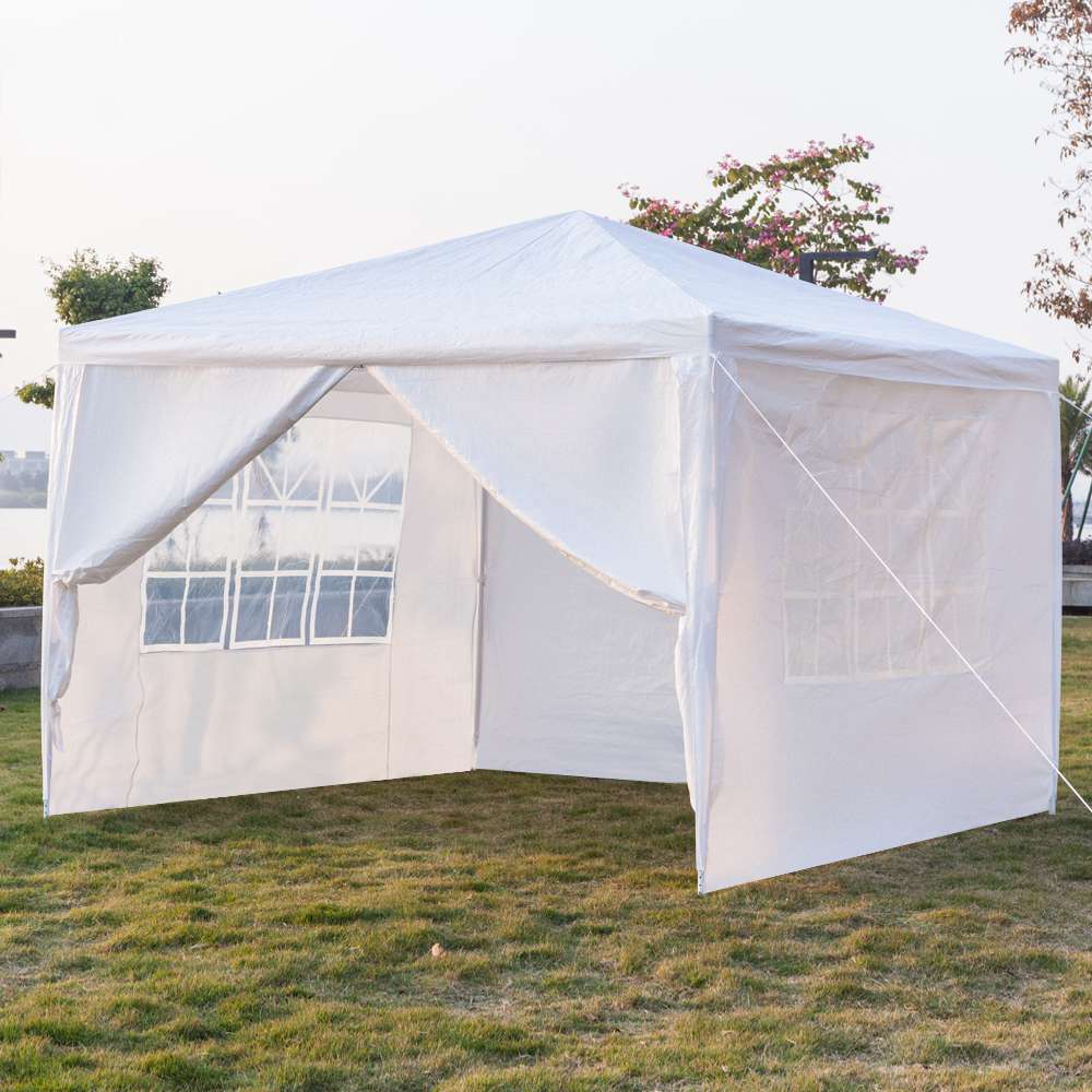 Portable 3 x 3m Four Sides Outdoor Waterproof Awning For Wedding / Camping / Parking / Party - White