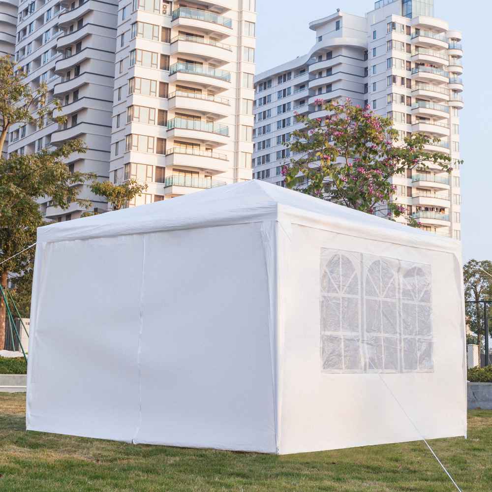 Portable 3 x 3m Four Sides Outdoor Waterproof Awning For Wedding / Camping / Parking / Party - White