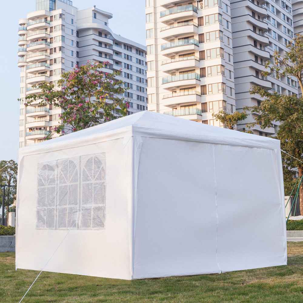 Portable 3 x 3m Four Sides Outdoor Waterproof Awning For Wedding / Camping / Parking / Party - White