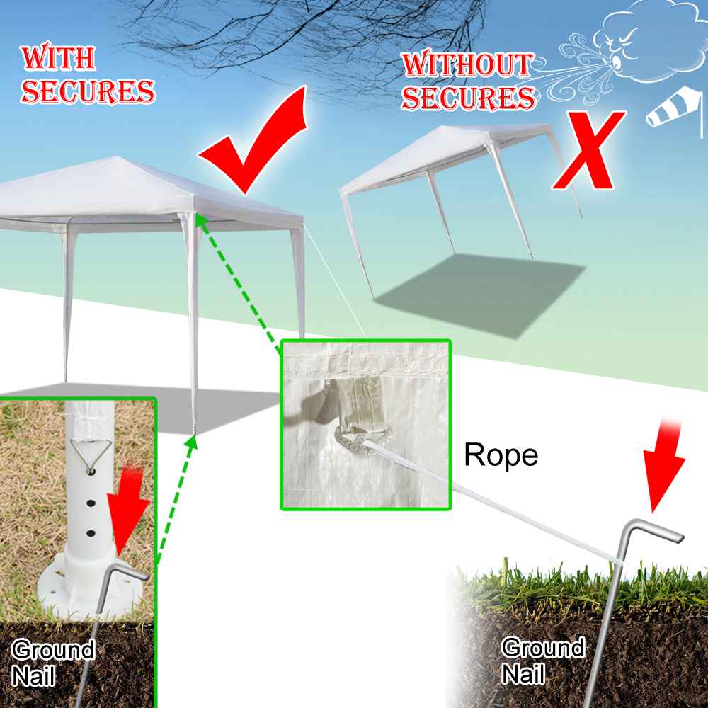 Portable 3 x 3m Four Sides Outdoor Waterproof Awning For Wedding / Camping / Parking / Party - White